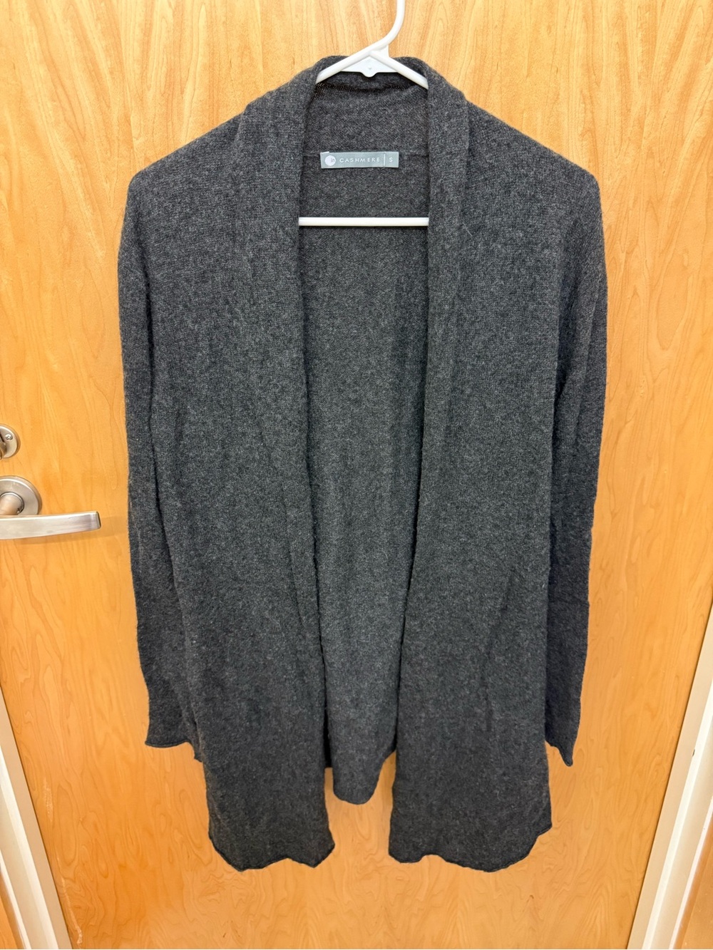 InCashmere Dark Gray Open-Front Cashmere Blend Cardigan
